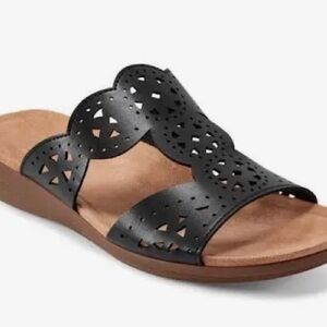 Easy Spirit Black and Brown Slide Sandals